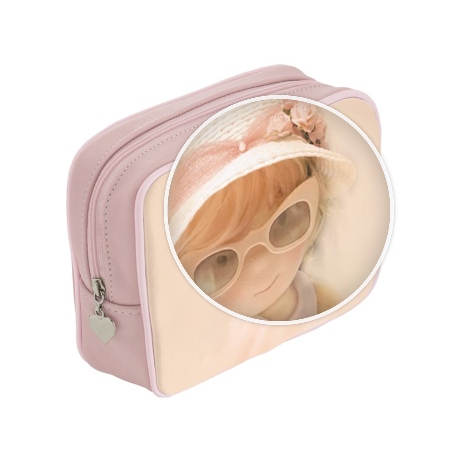 Agathe Kid's Leather Toiletry Bag - Pink - Image 2
