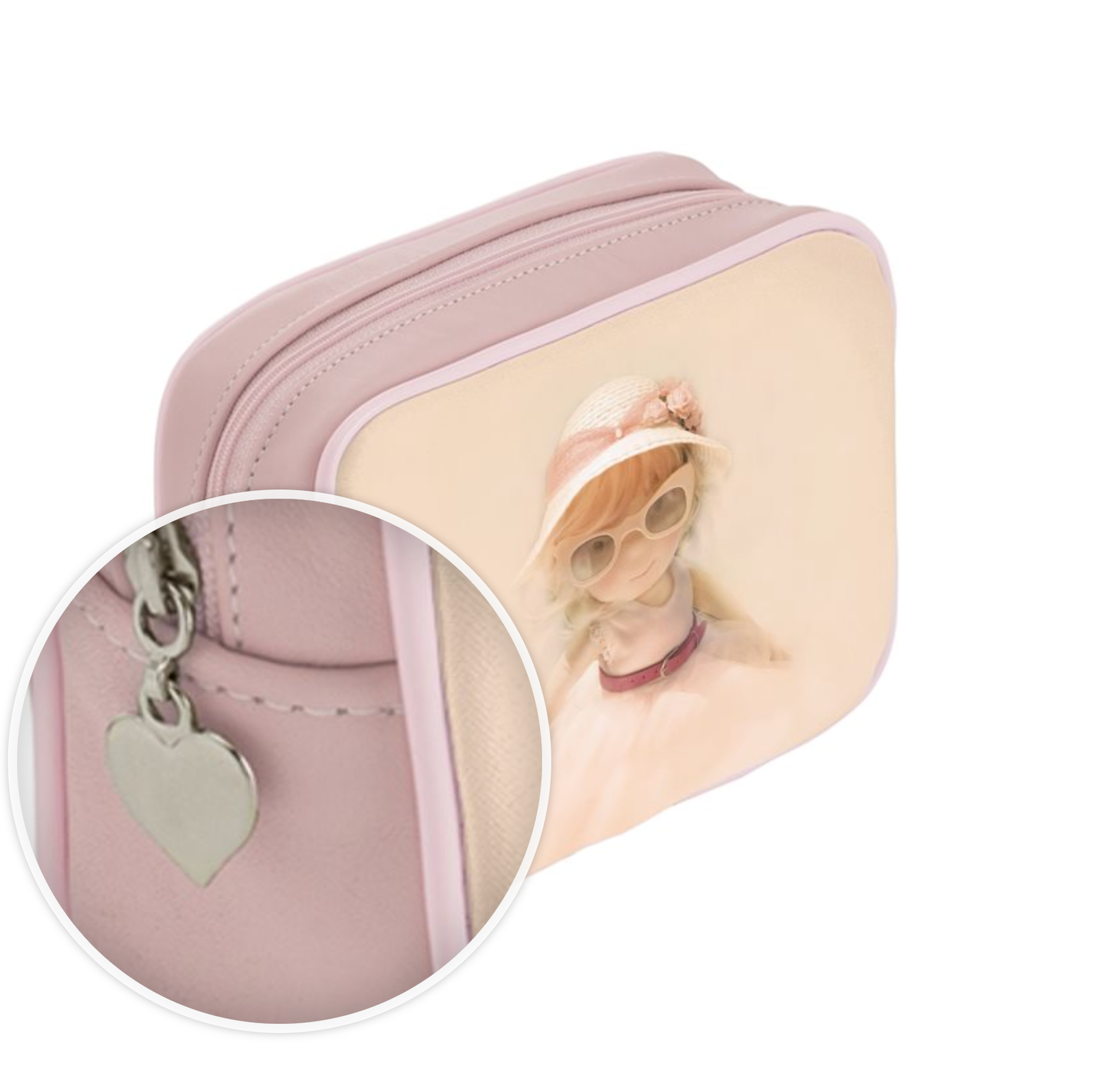 Agathe Kid's Leather Toiletry Bag - Pink - Image 4
