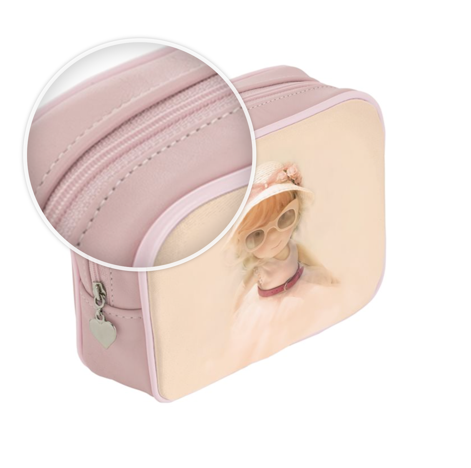 Agathe Kid's Leather Toiletry Bag - Pink - Image 5