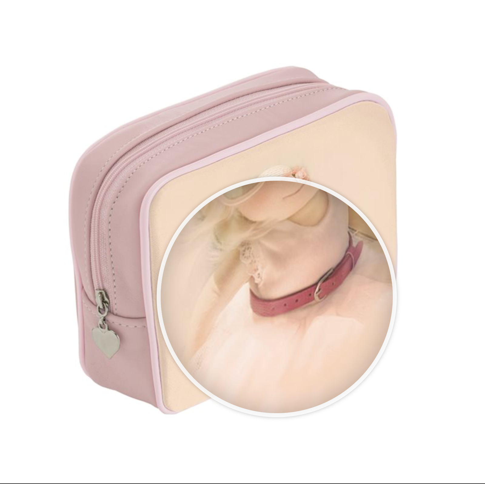 Agathe Kid's Leather Toiletry Bag - Pink - Image 3