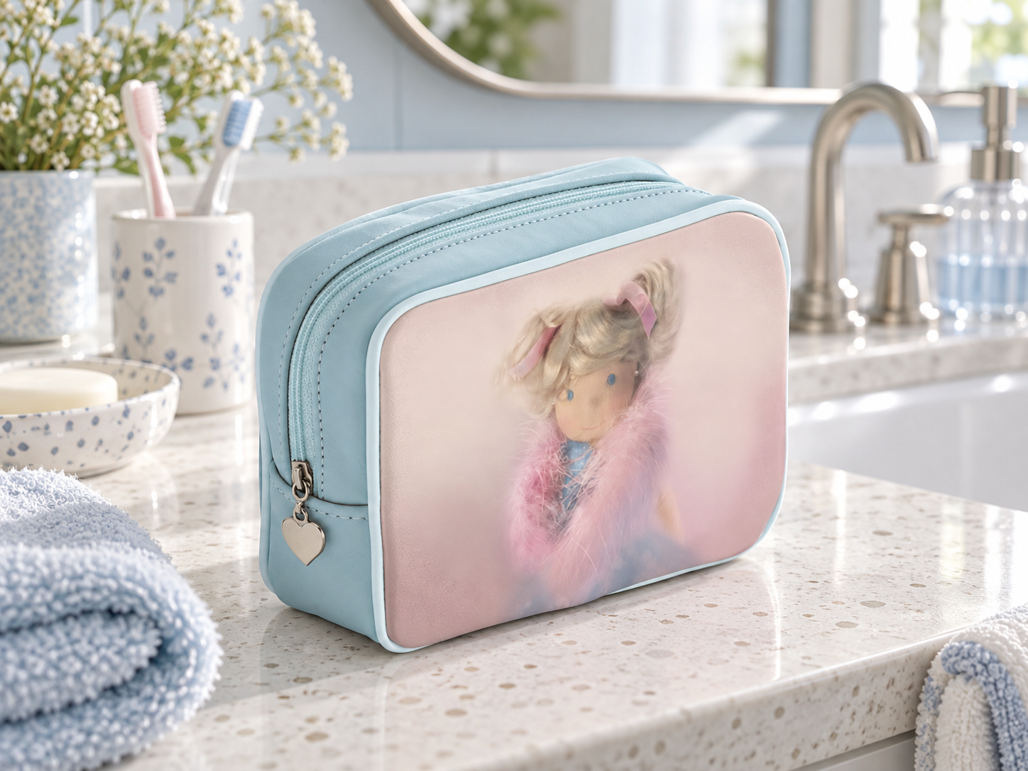 Mary Kids’ Leather Toiletry Bag - Blue - Image 6