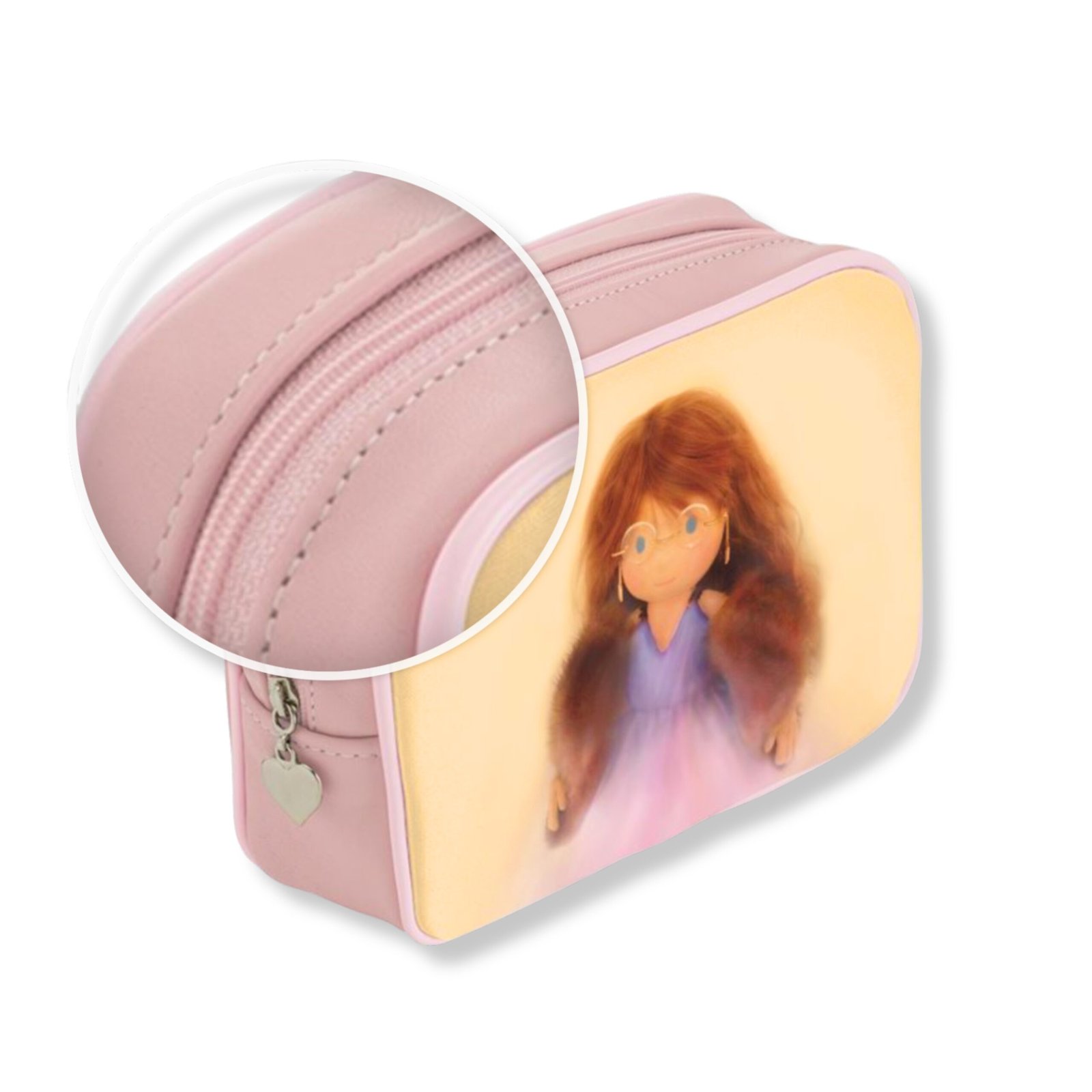 Sara Kids’ Leather Toiletry Bag - Pink - Image 4