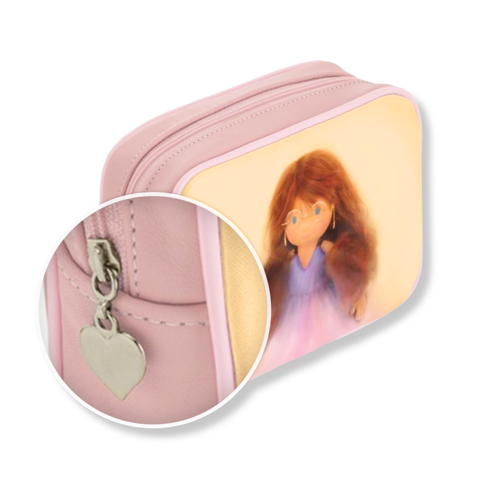 Sara Kids’ Leather Toiletry Bag - Pink - Image 3