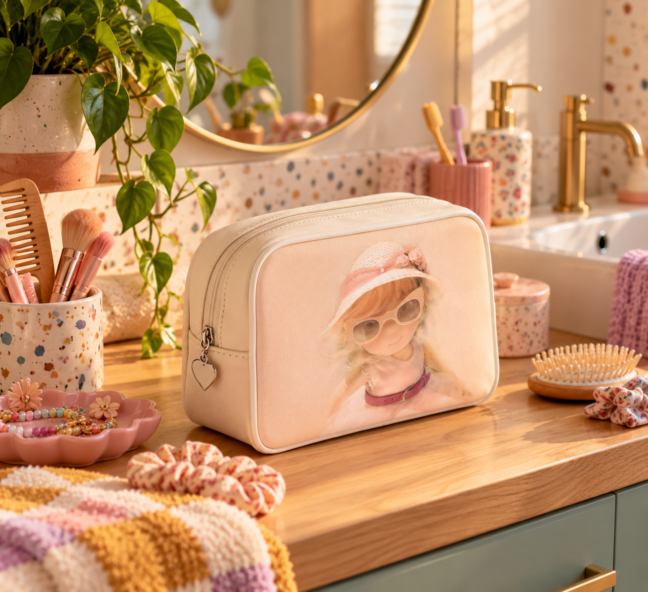 Agathe Kid's Leather Toiletry Bag - Ivory - Image 7