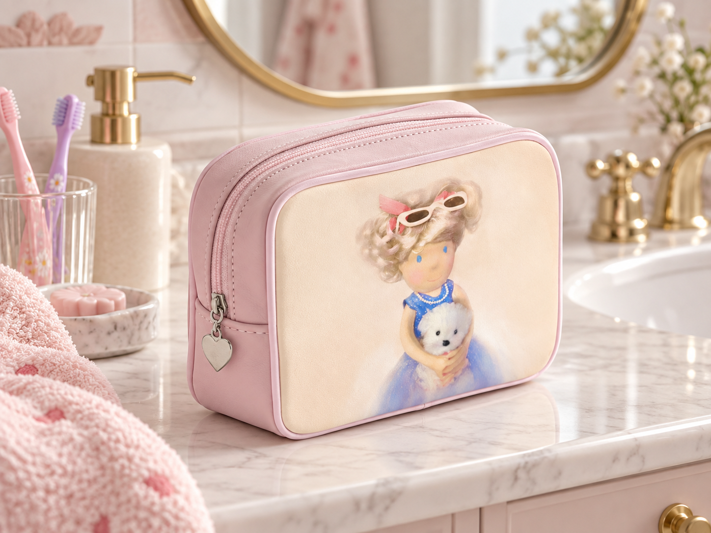 Chloé Kid's Leather Toiletry Bag - Pink - Image 7